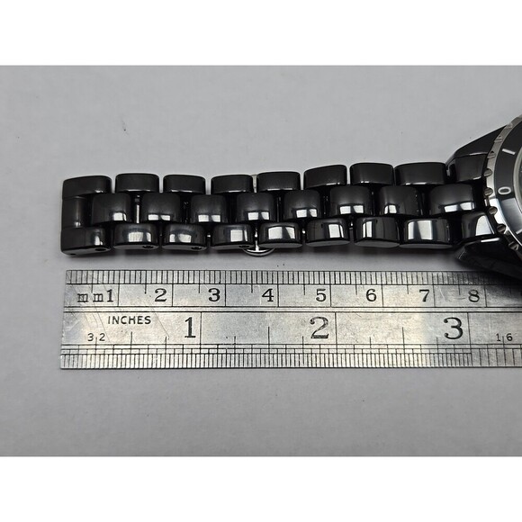 Isaac Mizrahi Live Ceramic Black Watch 35mm Quartz New Battery 3ATM Japan Womens - Picture 10 of 11